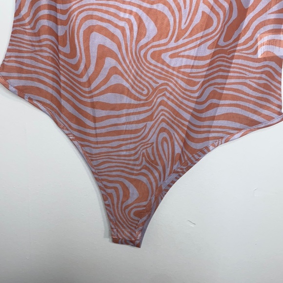 🎀Sheer Orange and Grey sleeveless bodysuit! - Picture 2 of 11